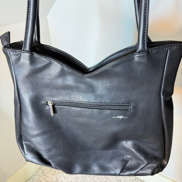 ESPE Blue Crystal Vegan Leather Shoulder Bag Red Rose Zipper Closure - Picture 6 of 9